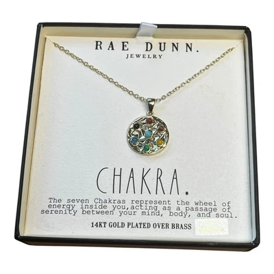 Colar Rae Dunn Chakra pedras multicoloridas | 16” + 2” extensão placa de ouro 14KT - Imagem 1 de 2