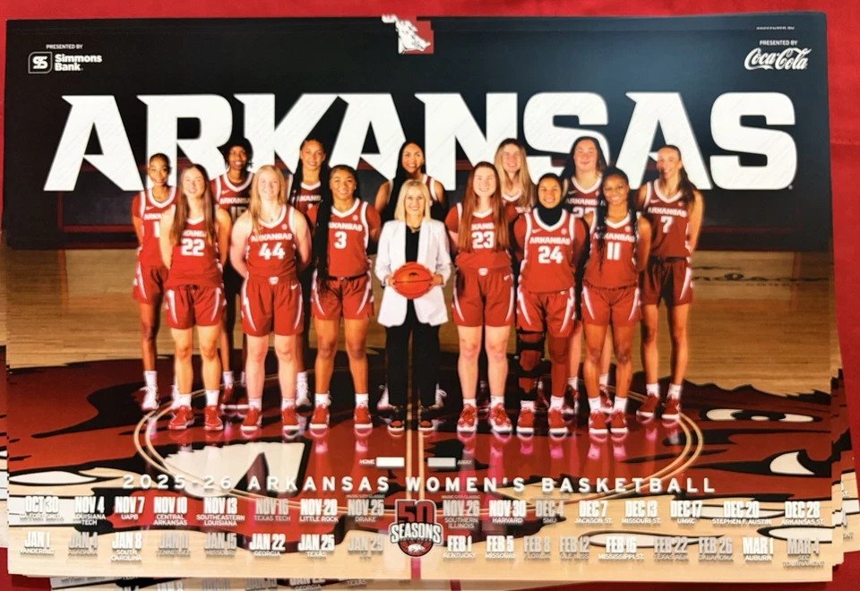Arkansas Razorbacks SEC Women’s Basketball 2025 2026 Schedule Poster Team Photo - Image 1 of 1