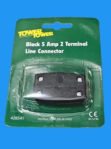 Conector de línea de terminales negro de 5 amperios 2 torre GET para flexiones de unión de hasta 5 amperios - Imagen 1 de 3