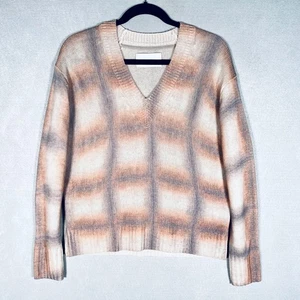 Brochu Walker Sweater Womens S Beige Wool Cashmere Pullover Check Slouchy - Picture 1 of 11