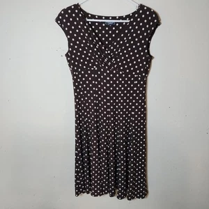 American Living by Ralph Lauren Dress Womens Size 12 Brown Cream Polka Dot Flowy - Bild 1 von 12