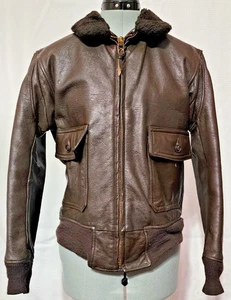 1973 Vintage Vietnam Ära G-1 braune Leder Flieger Jacke USN MIL-J-7823E Gr. 38 LESEN - Bild 1 von 13
