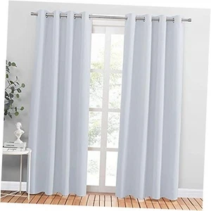 Tende Oscuranti Camera da Letto - 55"L x 80"L (Confezione da 2) Bianco Grigio - Foto 1 di 7