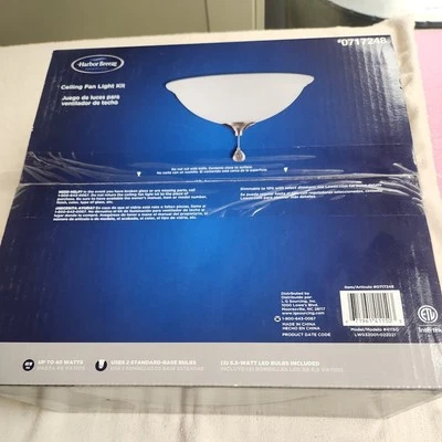 HARBOR BREEZE 8" 2-Light White W/ 3 Finish Options LED Ceiling Fan Light Kit-NEW - Image 1 of 2