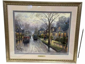 Thomas Kinkade Hometown Christmas I H/E Edition Print 240/1000 Framed Matted  - Picture 1 of 5