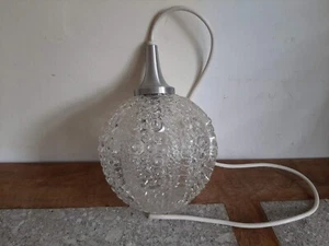 Vintage Textured Glass Globe Pendant Ceiling Light Mid Century Light Shade - Picture 1 of 10