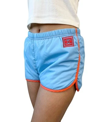 CHANEL Sport Vintage 02S CC Logo Short Pants #36 Shorts Blue Orange Polyamide - Image 1 of 4