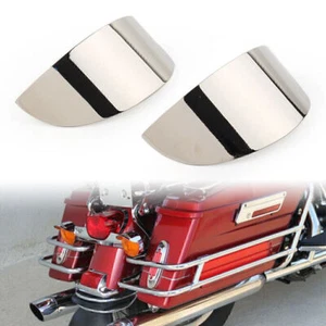 2x Chrome Alu Rear Turn Signal Visors for Harley Touring 1986-17 FLHT&FLSTC - Picture 1 of 9