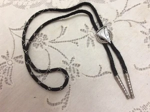 Vintage 1940’s Men’s Swank Silver Bolo Tie Silver Slide Marked 21IS (?) - Picture 1 of 6