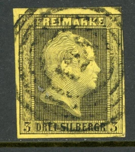 Germany States 1850 Prussia 3sgr Black/Yellow Scott #5 VFU G292 - Picture 1 of 2