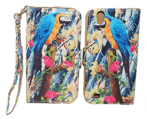 Hunting Design with Parrot Wallet Leather Case for ZTE Quartz Z797C - Picture 1 of 6