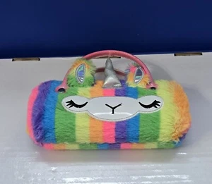Fluffy Rainbow Lama Unicorn Sunglasses Case with Handle for Girls - Picture 1 of 6