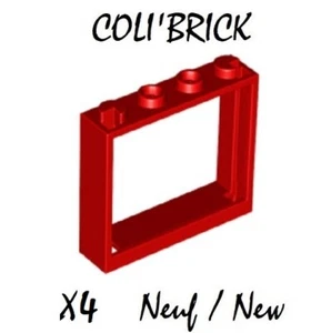 Lego 60594 - 4x Fenêtre / Window 1x4x3 - Rouge / Red - NEUF - Imagen 1 de 1