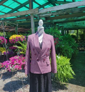 L'AGENCE Größe 2 Kenzie doppelreihiger Herringbone-Blazer in Burgund - Bild 1 von 9
