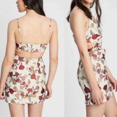 Keepsake Mini Dress US 4 Floral Jacquard Cutout Party Cocktail Designer - Image 1 of 4