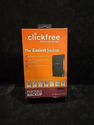 Clickfree Automatic Backup 500GB External Hard Drive Portable Backup NEW SEALED! - Image 1 of 4