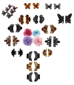 LARGE HAIR CLAW CLIPS CLAMP GRIP BUTTERFLY FLOWER JAW CLAMP BLACK/BROWN WOMEN UK - Picture 1 of 41