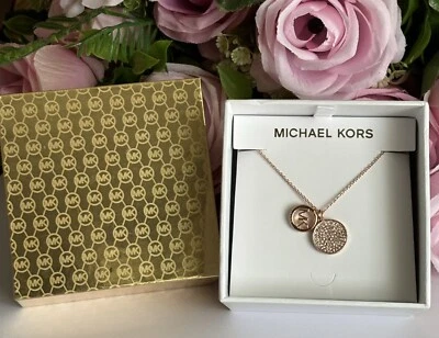 Collar colgante Michael Kors MK tono oro rosa nuevo con etiquetas Foto 1 de 4