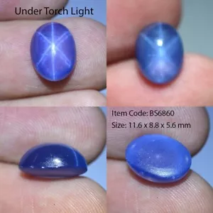 6.20 Ct 11.6x8.8 MM Blue Star Sapphire 6 Rays Lab Created Corundum VDO BS6860 - Picture 1 of 6