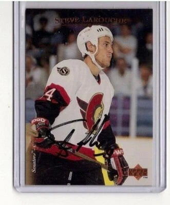 STEVE LAROUCHE SIGNED 1995-96 UPPERDECK UD HOCKEY AUTOGRAPH CARD #89 TTM AUTO - Image 1 of 2