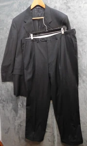 Canali Exclusive 2 Piece Suit 46L 100% Wool Grey Pinstripe Pleated Pants 38x30 - Picture 1 of 24