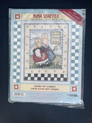 New Sealed Nina Shaffer Cross Stitch Kit Share My Garden Bunny Rabbits Flowers - Image 1 of 3