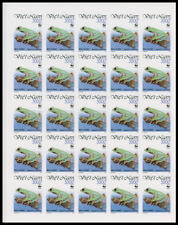 1991, VIETNAM, Scott# 2275-81 imp, FROGS, WWF, FULL IMPERFORATED SHEETS, MNH