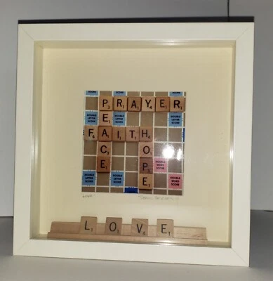 Deano Serkes LOVE Firmado a Mano Original Arte Mixto Scrabble 2015 ARTE POP Foto 1 de 4