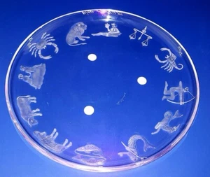 Zodiac Etched Cut Crystal Intaglio TORTE PLATE SIGNED NUMBERED Val St Lambert - Picture 1 of 15