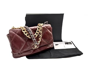 Chanel 19 Flap Bag Full-Set Burgunder  Leder Schultertasche Handtasche Bordeaux - Bild 1 von 14