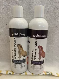 Lotto 2 perossido di benzoile Alpha Paw più shampoo medicato per cani gatti 11/24 12 oz - Foto 1 di 2