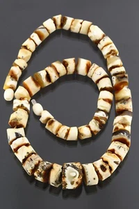 Genuine BALTIC AMBER White Egg Yolk Rough Button Beads Necklace 42.6g 240801-3 - Picture 1 of 7
