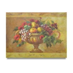 NY Art - Espléndido jarrón romano exhibición de frutas 12x16 pintura al óleo original sobre lienzo! - Imagen 1 de 3
