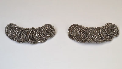 Antique Victorian Steel Cut 2.25" Wide Shoe Clips Each Has Beads in 7 Circles - Image 1 of 4