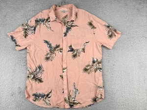 VINTAGE Re-mastered Shirt Men Extra Large Pink Floral Leaf Rayon Hawaiian READ - Picture 1 of 15