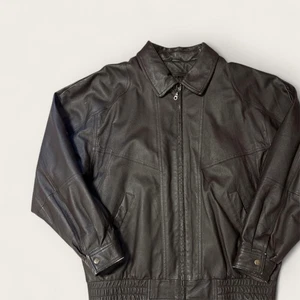 St. Johns Bay Leather Jacket XL Brown Short Casual Removable Liner Used -From J - Picture 1 of 7