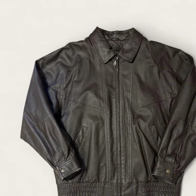 St. Johns Bay Leather Jacket XL Brown Short Casual Removable Liner Used -From J - Image 1 of 4