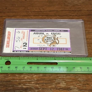 1987 Auburn Vs Kansas Football Ticket Stub 9/12/1987  - Jordan Hare Stadium AL - Picture 1 of 8