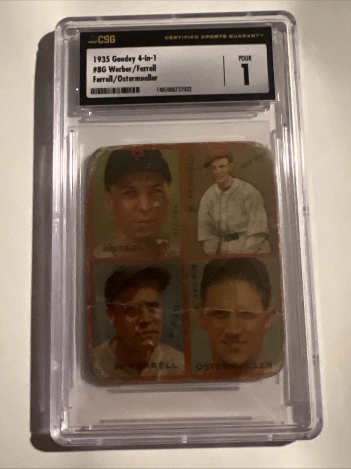 Goudey 1935 4 en 1 Rick & Wes Ferrell Billy Werber Ostermueller Salón de la fama Clasificado CSG 1 Foto 1 de 4