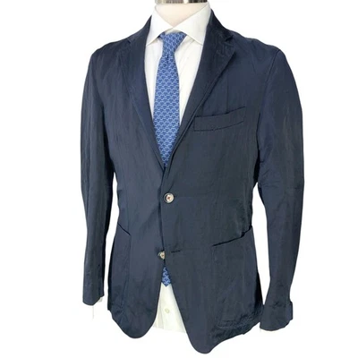 Lab Pal Zileri Blazer Mens 38R Navy Blue Unstructured Lightweight Cotton Metal - Image 1 of 4