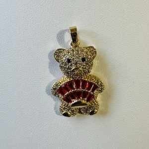 Brasilianischer laminierter Gold roter Teddybär Anhänger NUR Charm - Bild 1 von 4