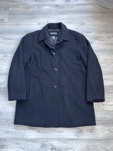 Banana Republic Wool Cashmere Overcoat Pea Coat Men’s XL Black Mid Length - Picture 1 of 14