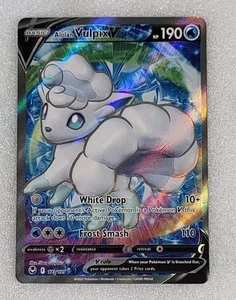 Juego de cartas coleccionables Pokémon Alolan Vulpix V 173/195 casi nuevo/m SWSH arte completo tempestad plateada - Imagen 1 de 2