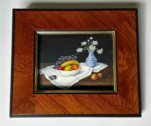 Enid Clarke R.M.S. - Miniatur Ölgemälde - Stillleben Blumen & Früchte - Bild 1 von 5