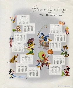 Walt Disney & Staff 1943 Christmas Card Hank Porter Illustrations History Vault - Picture 1 of 7