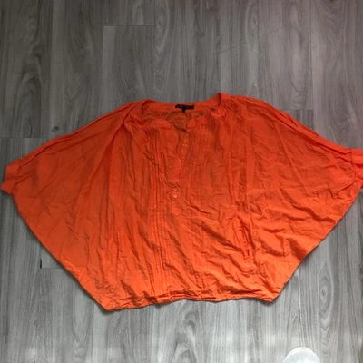 Camisa BCBG para mujer cubierta naranja talla única murciélago doble algodón seda Foto 1 de 4
