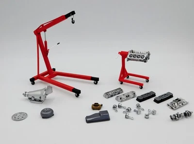 1:18 3D Diorama accessories  Engine lift stand block transmission pistons parts - Image 1 of 4