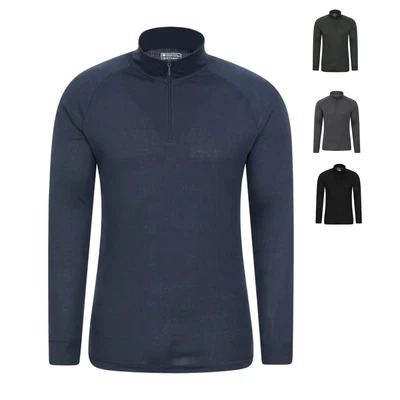 Mountain Warehouse Mens Long Sleeve Top Half Zip Thermal Winter Warm Base Layer - Image 1 of 2