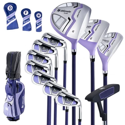 Right Handed Golf Club Set for Ladies w/3 Head Covers & Portable Cart Bag Putter Foto 1 de 4
