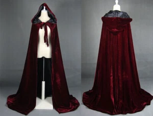 Cloak Hooded Velvet Satin Cape Renaissance Clothing Medieval Costume Capes Cloak - Picture 1 of 21